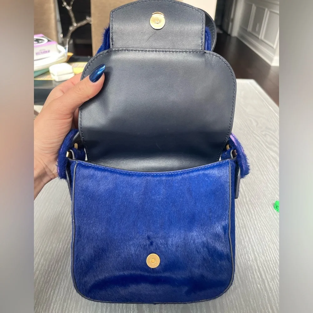 Tory Burch BLUE Mini Pony Hair Shoulder Bag